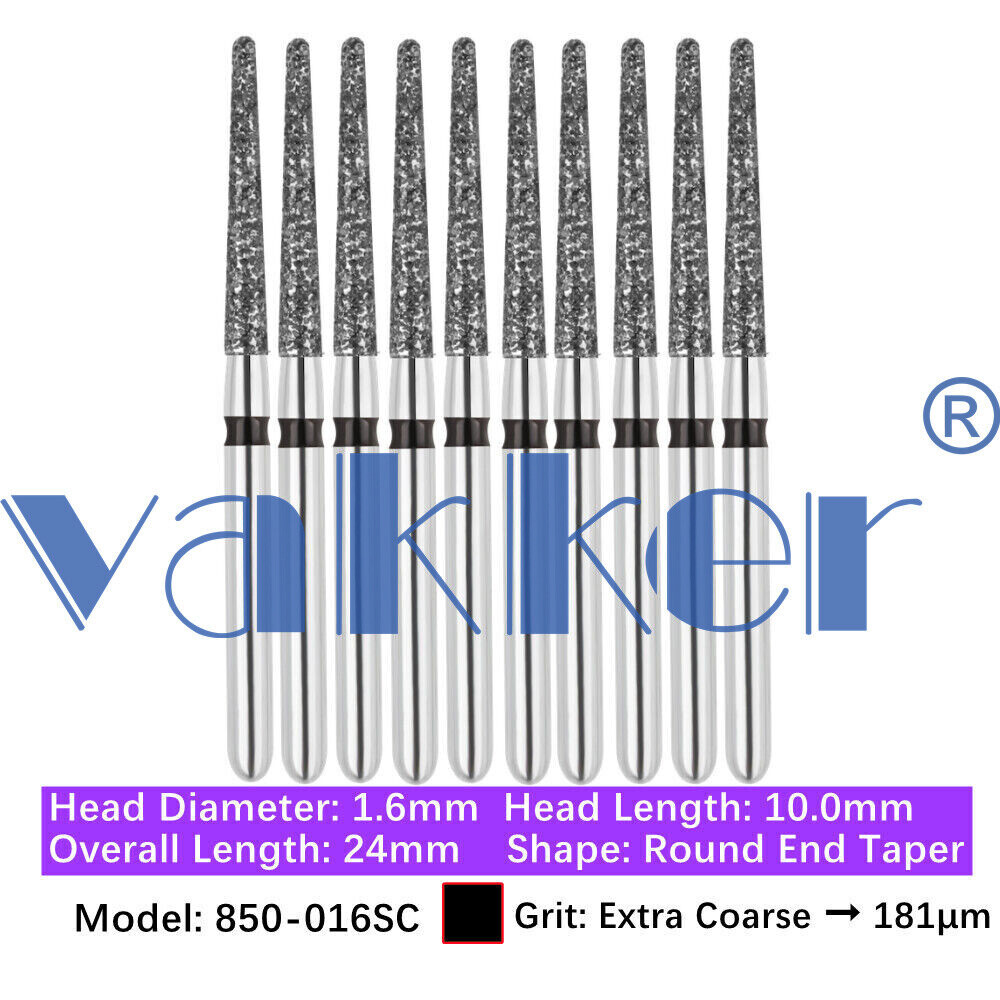 10pc/pk Dental FG Diamond Burs Round Long Round End Taper Diamond Bur 850 855