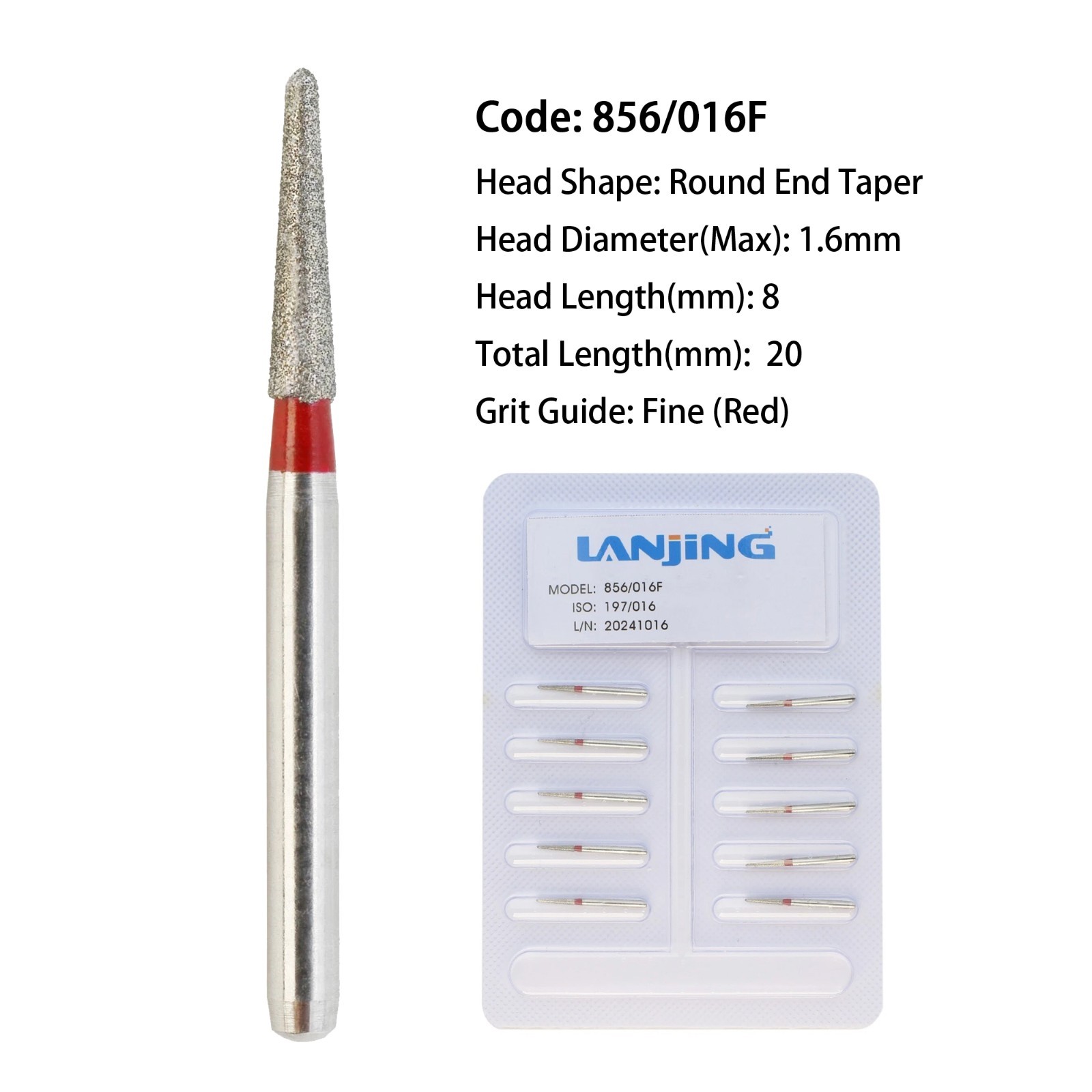 Dental Diamond Burs Pear Round End Taper Barrel FG Medium Coarse Fine High Speed