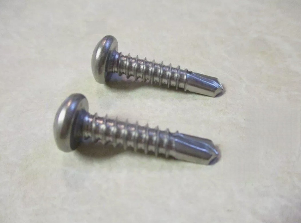 #12-14 x 1″ Pan Head Square Drive Self Drilling TEK Screws 410 Stainless Qty 100