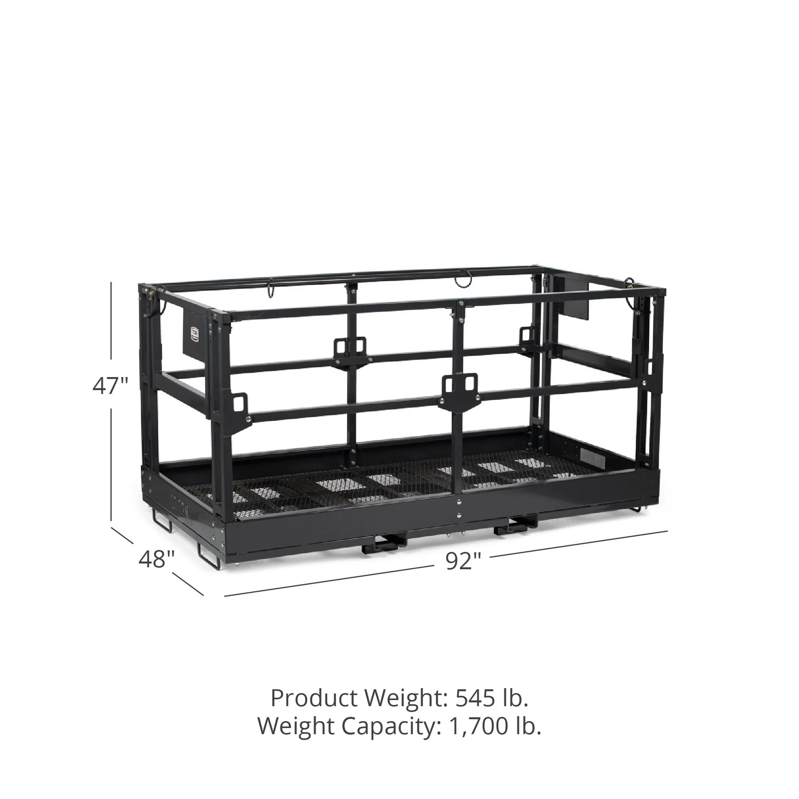 Titan Attachments 4′ x 7’8″ Mesh Telehandler Work Platform, Two Man Safety Baske