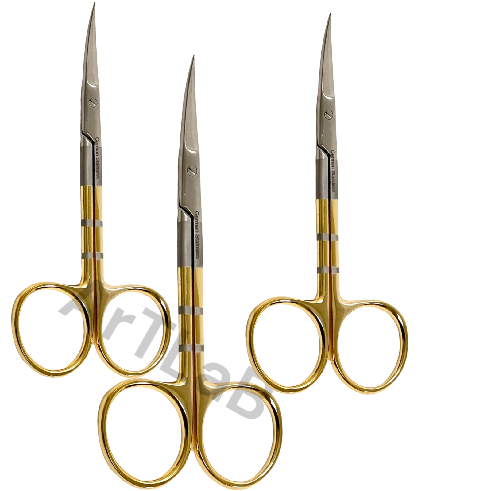 4.5″ Iris Scissors Curved With Tungsten Carbide Inserts Serrated – German Steel