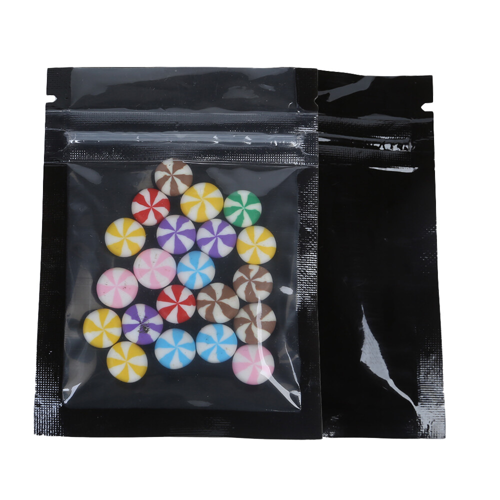100 Flat Clear/Black Poly Reclosable QuickQlick™ Bags 6.5x9cm (2.5×3.5″)