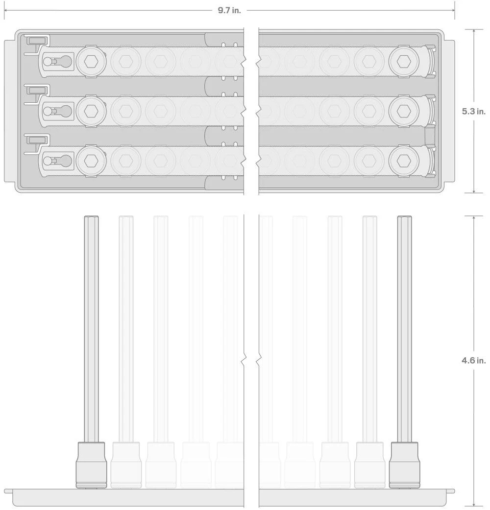 Tekton 1/4 Inch Long Hex And Torx Bit Socket Set, Rails And Tray, 31 Pieces