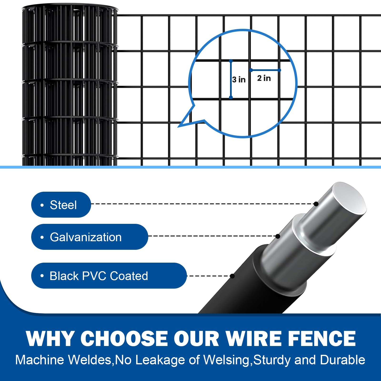 PVC Coated Welded Mesh,16 GA Black Pvc Coated Welded Wire Fencing,Chicken Fence