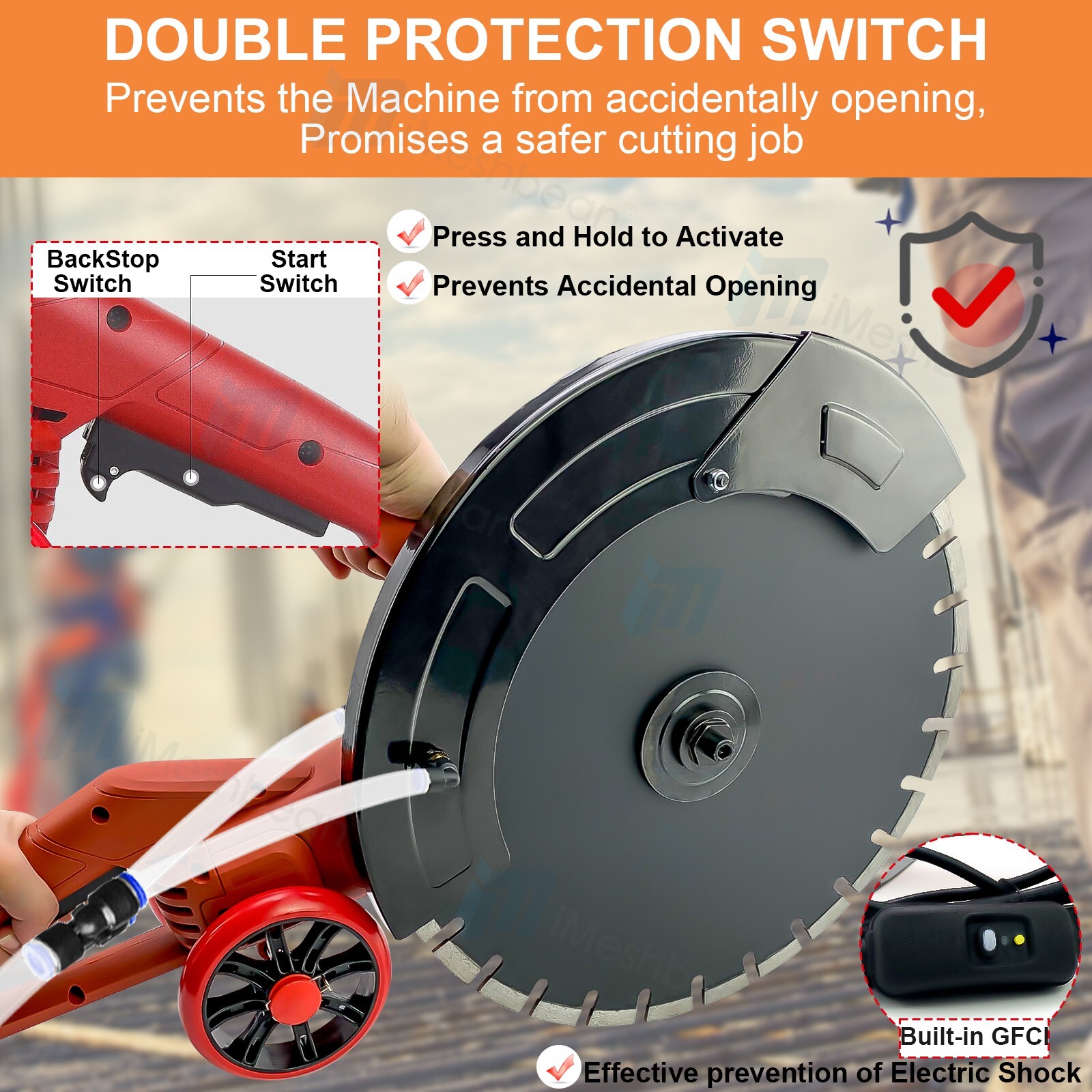 16” Electric Concrete Saw Wet/Dry Saw Cutter with Water Pump and Blade 3200W US