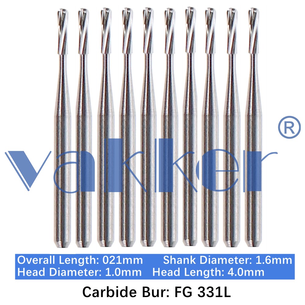 10-100pcs Dental Tungsten Pear Carbide Burs Friction Grip Long Shank FG 331L