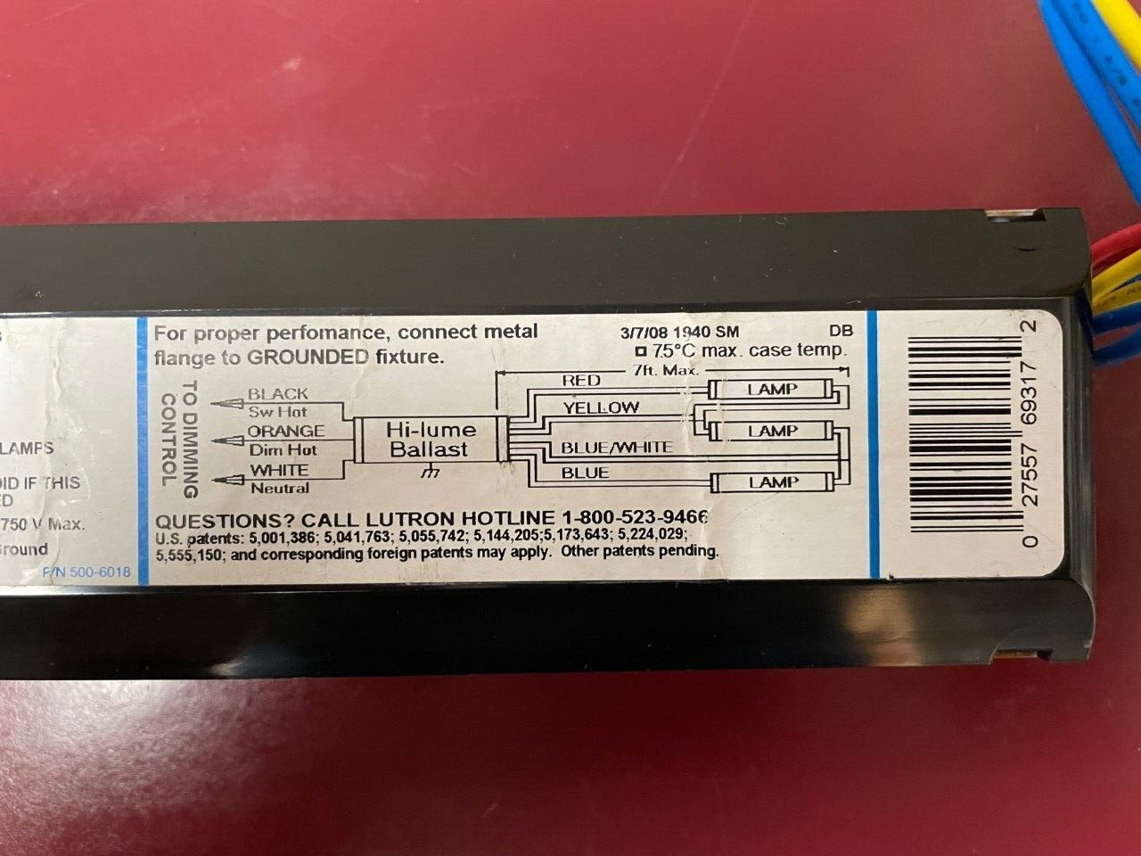 LUTRON FDB-4827–120-3 Hi-Lume Electronic Fluorescent Dimming Ballast 127V LUTRON