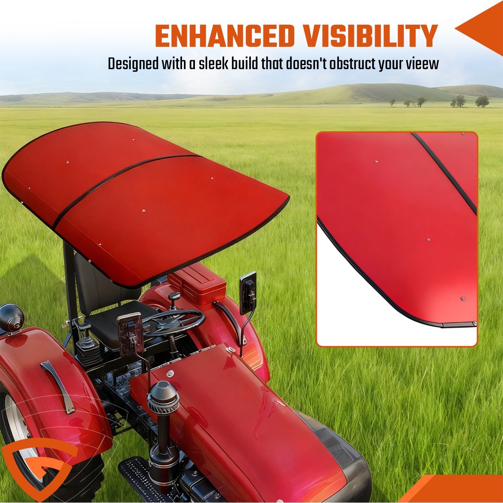 Sun Shield Tuff Top Tractor Canopy 2″ x 2″ For 2″ x 2″ or 2″ x 3″ ROPS Red NEW