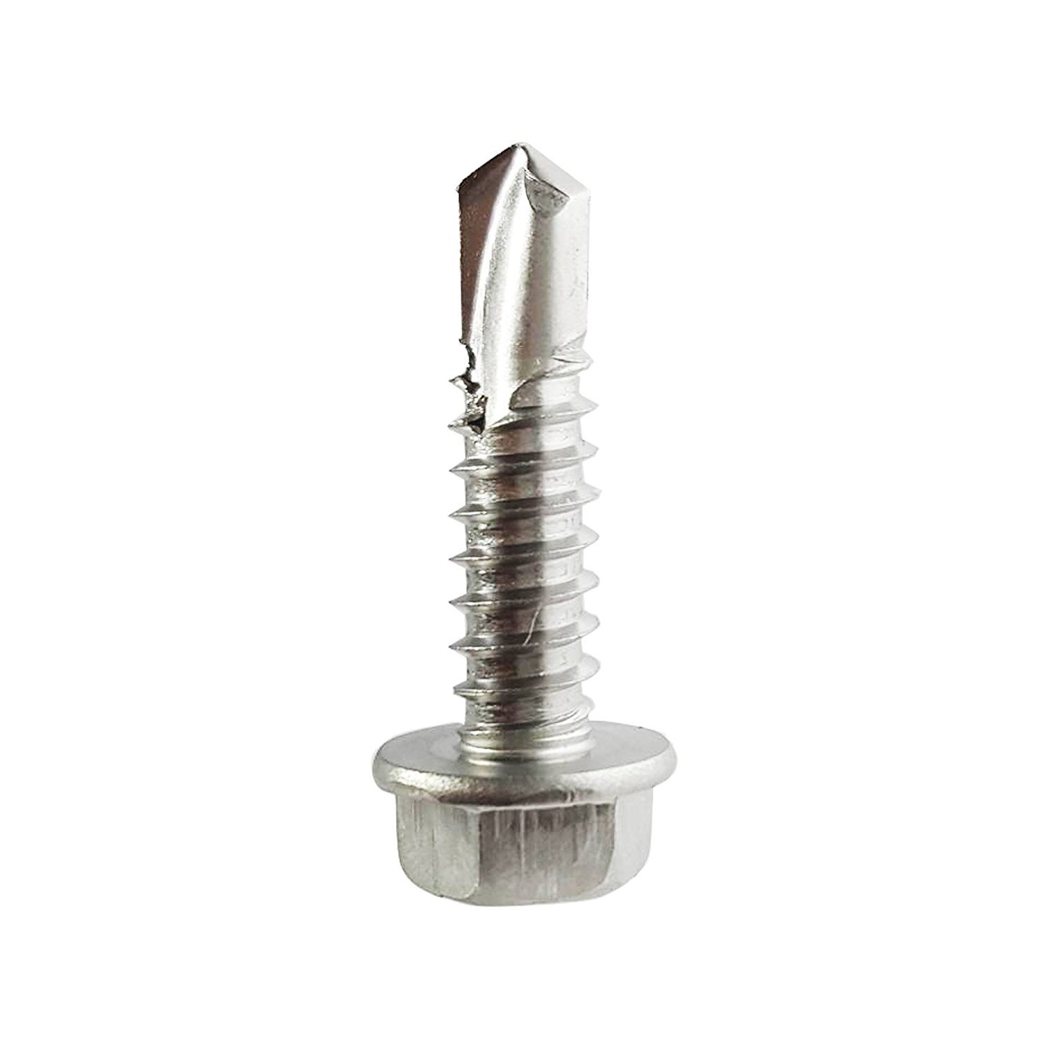 #12 x 3/4″ Hex Washer Head Self Drilling Tek Screws Stainless Steel 410 Qty 25