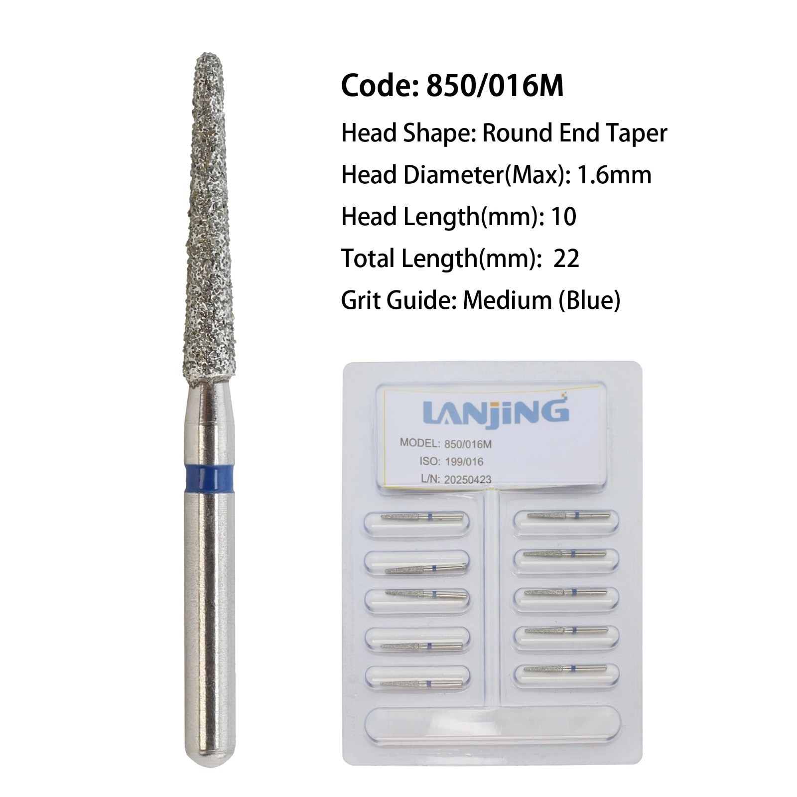 Dental Diamond Burs Pear Round End Taper Barrel FG Medium Coarse Fine High Speed