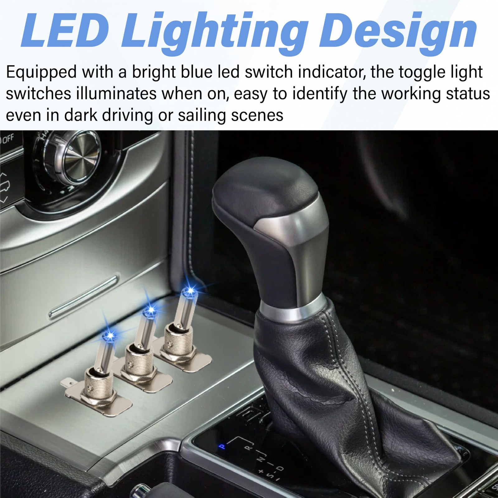 3 PCS LED Lighted Rocker Toggle Switch, 12V SPST 3 Pin 2 Position ON/Off Rock…
