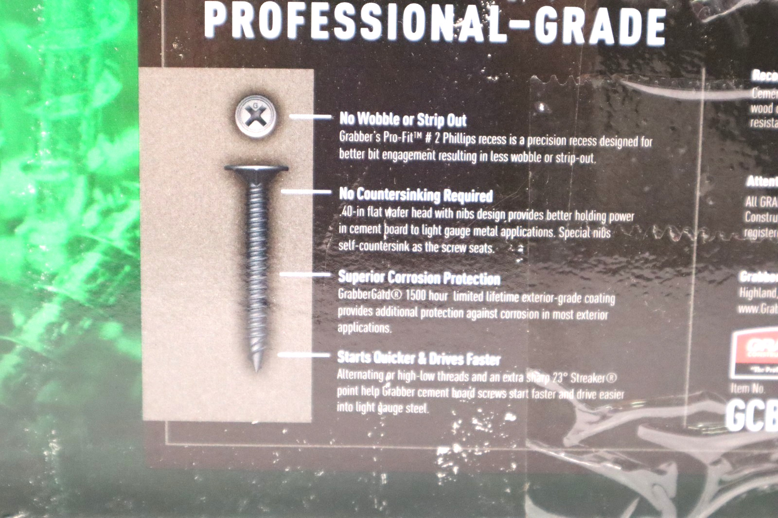 Grabber #8 x 1 1/4 in Phillips Flat Wafer Head, Cement Board Screws, 5000