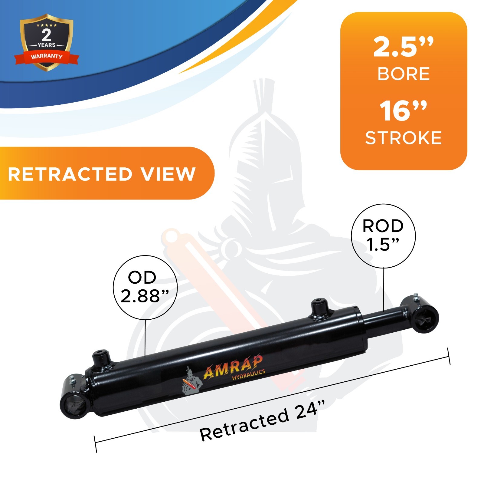 2.5×16 Hydraulic Cylinder-2.5″ Bore, 16″ Stroke -Welded Cross Tube Cylinder(new)