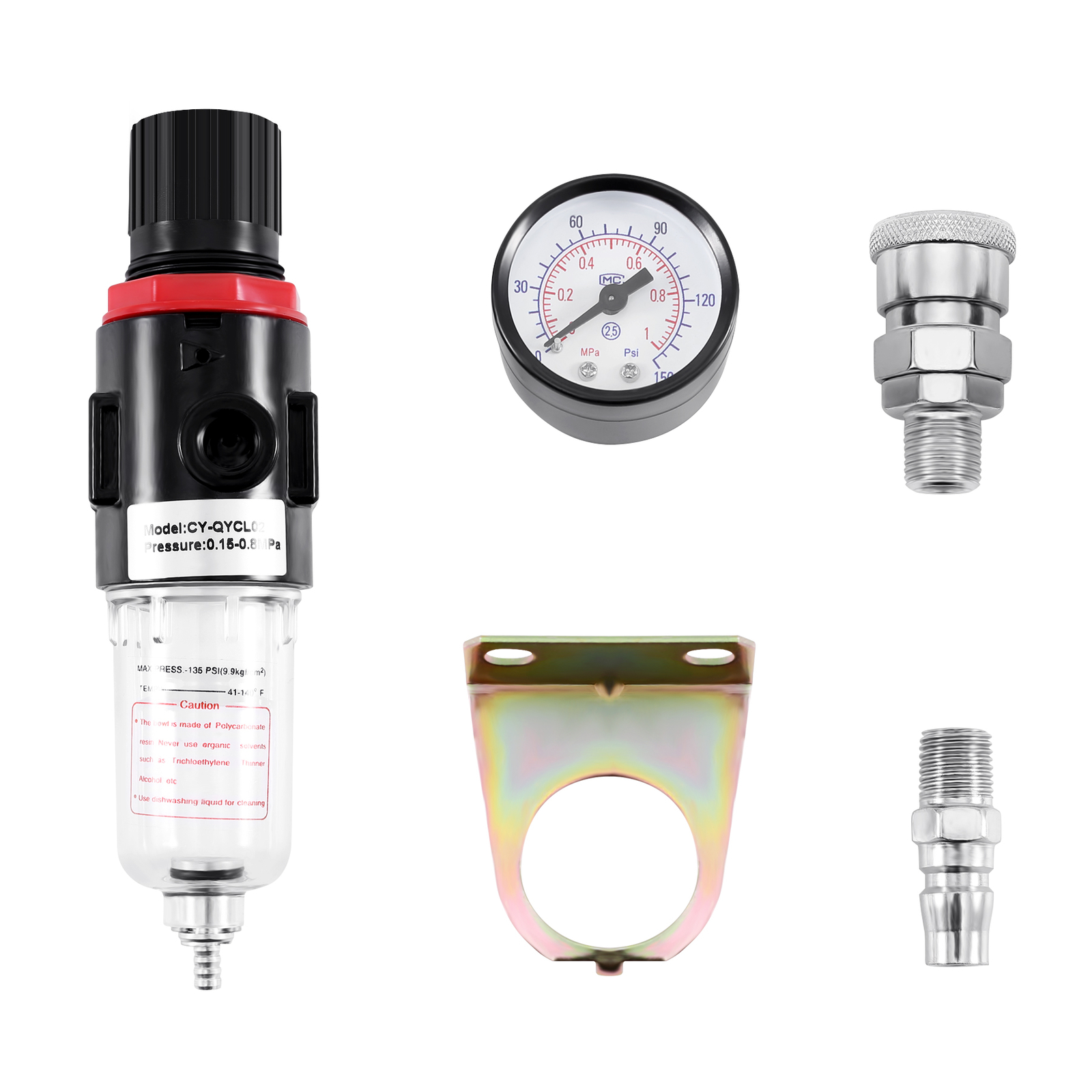 1/4″ 130PSI Air Compressor Filter Compressed Air Pressure Regulator With gauge