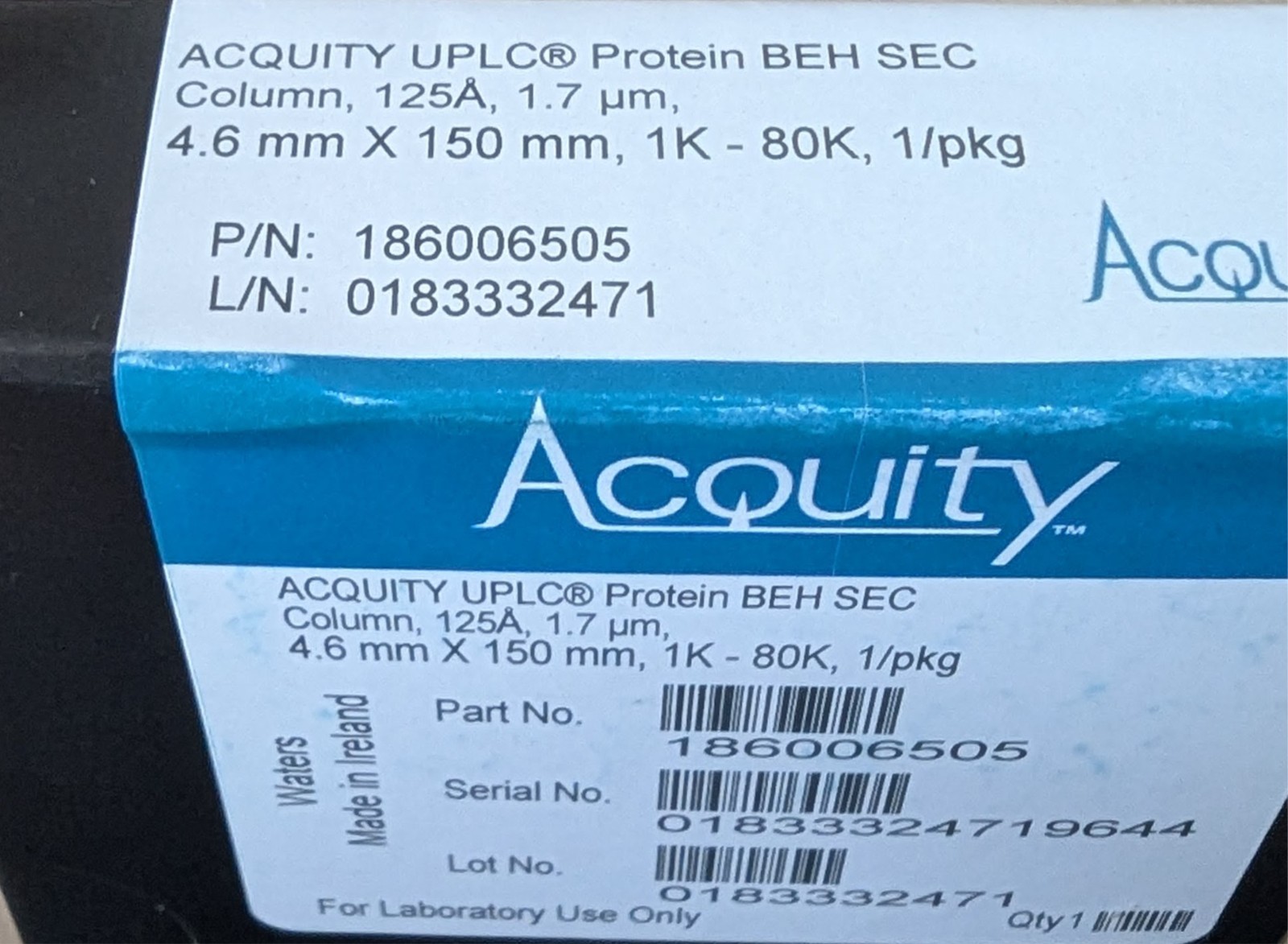 SEALED ACQUITY UPLC Protein BEH SEC Column, 125Å, 1.7 µm, 4.6 mm X 150 mm