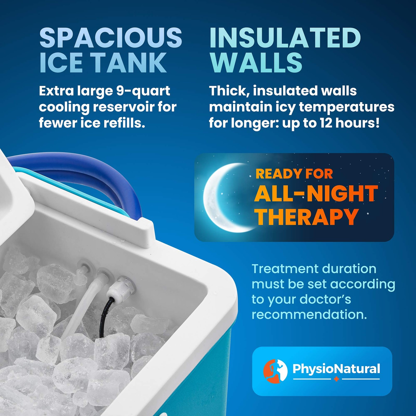 PhysioNatural Cold Therapy Ice Machine for Knee 1 Count (Pack of 1), Blue