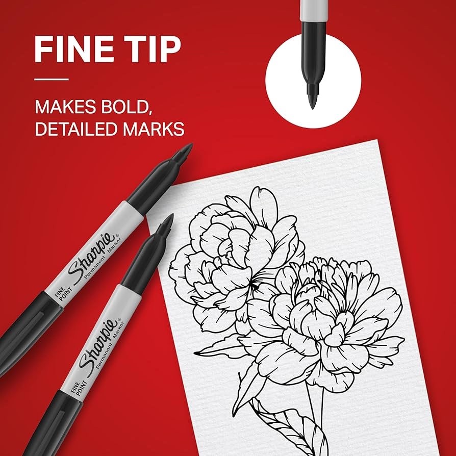 Sharpie 30001 Fine Tip Permanent Markers, Black – 12 Count (Pack of 1)