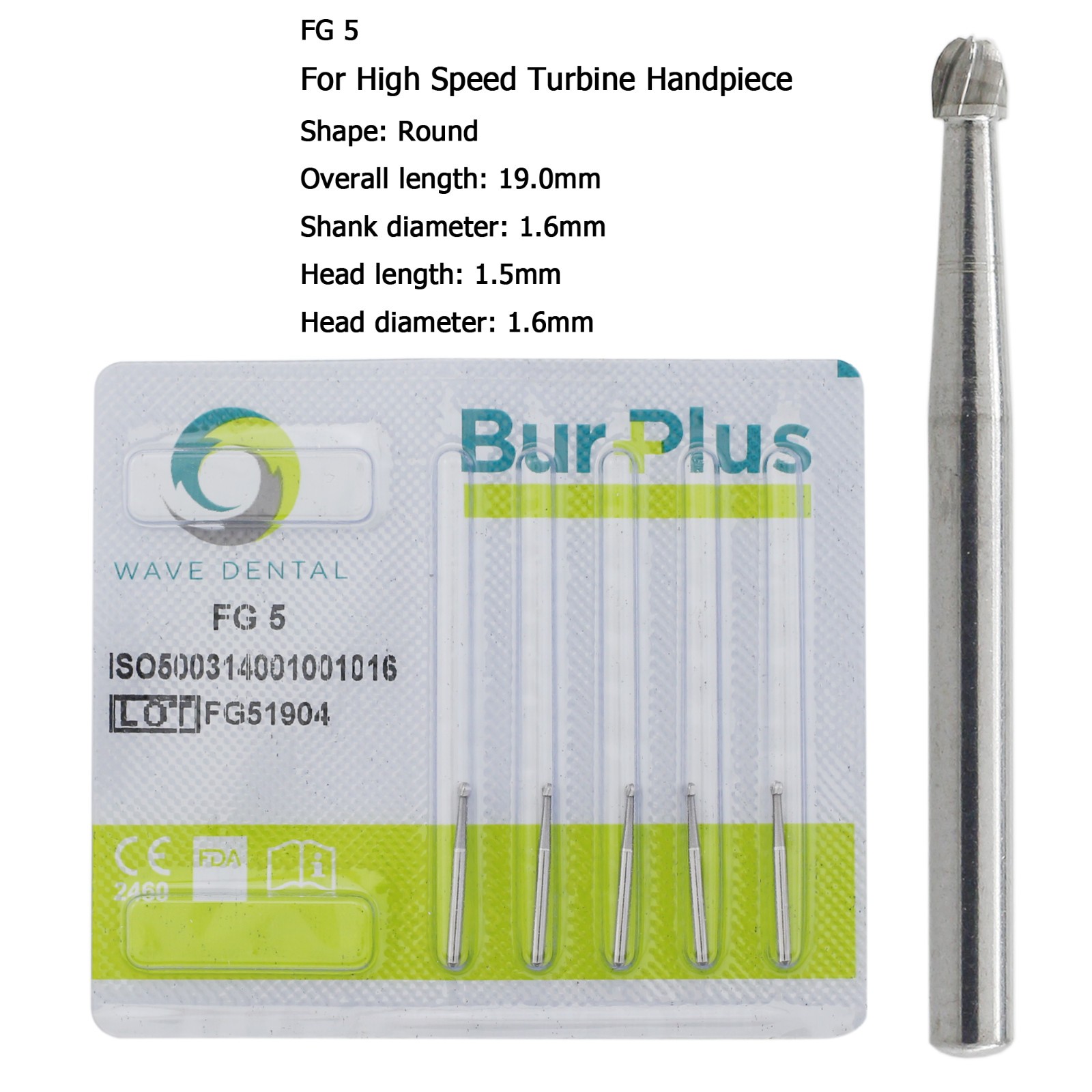 Wave Dental Round Carbide Burs High Speed Bur FG 1/4 2 4 6 8 Friction Grip Prima