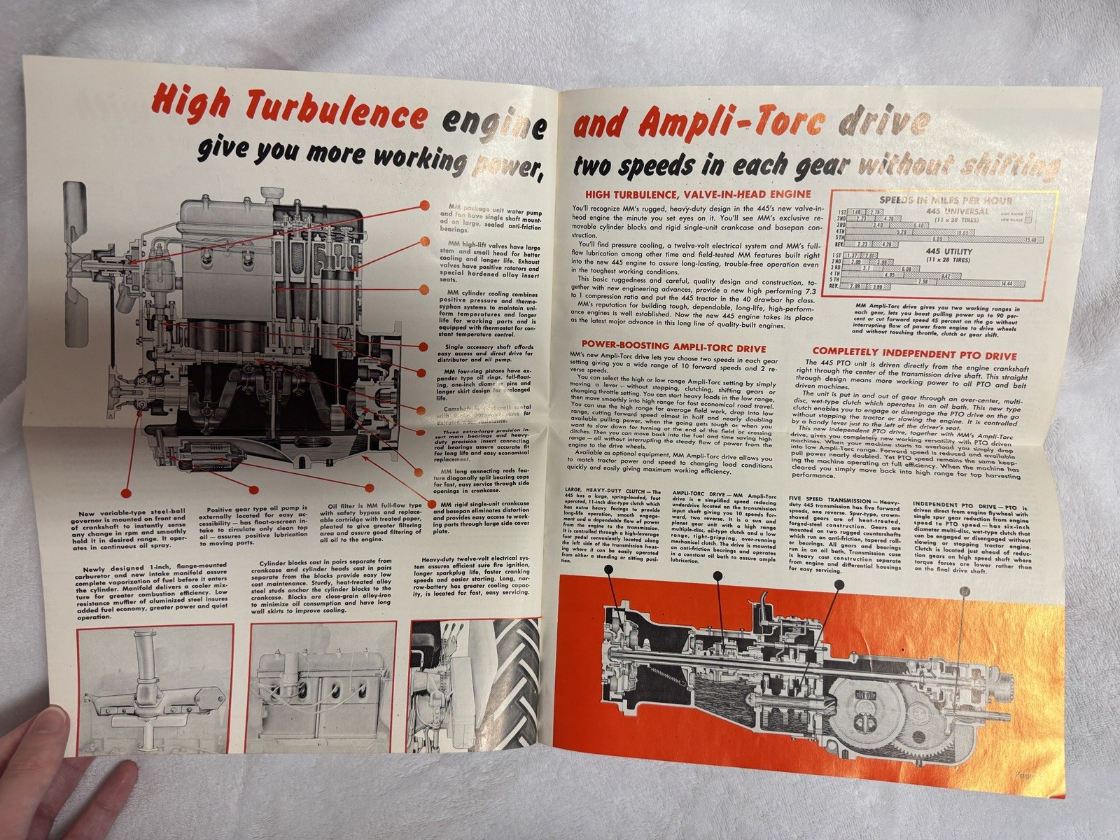 Minneapolis Moline MM 445 Tractor Advertising Sales Brochure Booklet