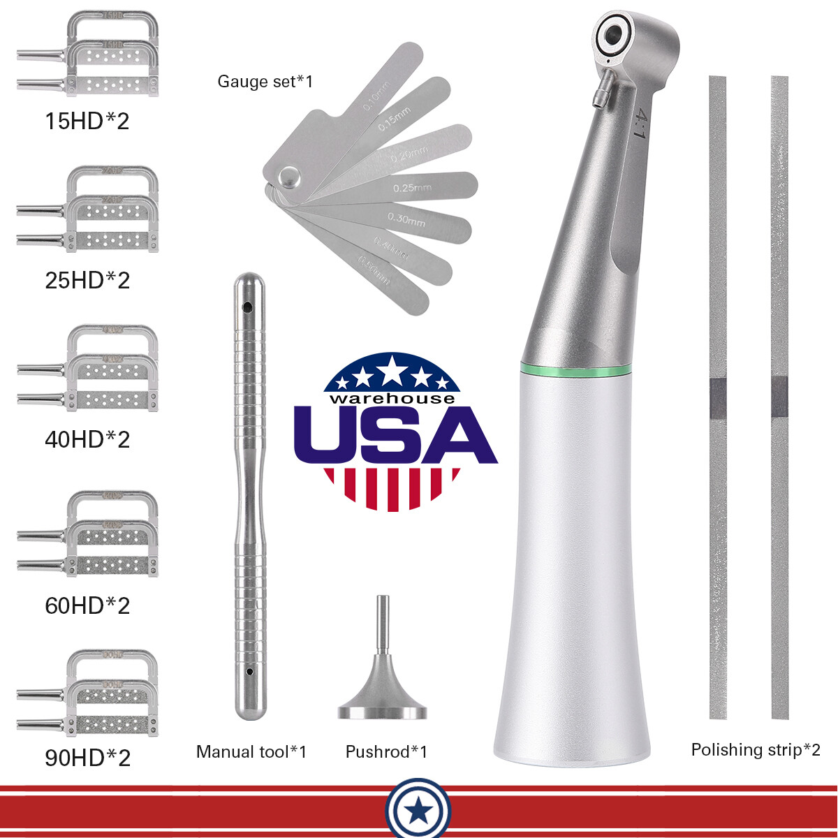 Dental Contra Angle Handpiece 4:1 Reduction Interproximal Stripping IPR System