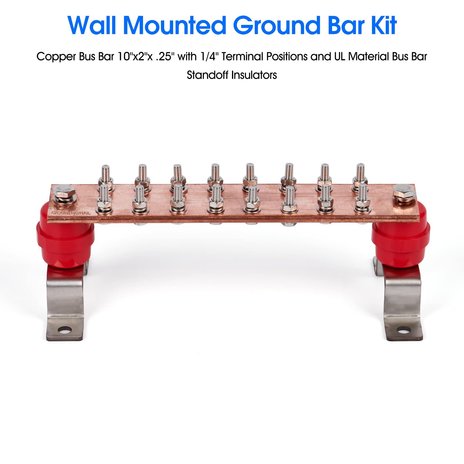 – 10″ Copper Ground Bar Kit,900A Grounding Busbar Bar with UL Recognized SM40…