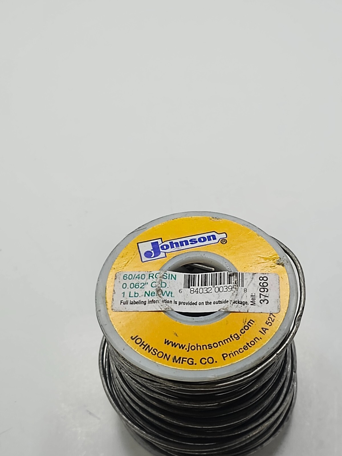 Johnson 37968 60/40 Rosin Solid Wire Solder 0.062″ O.D.