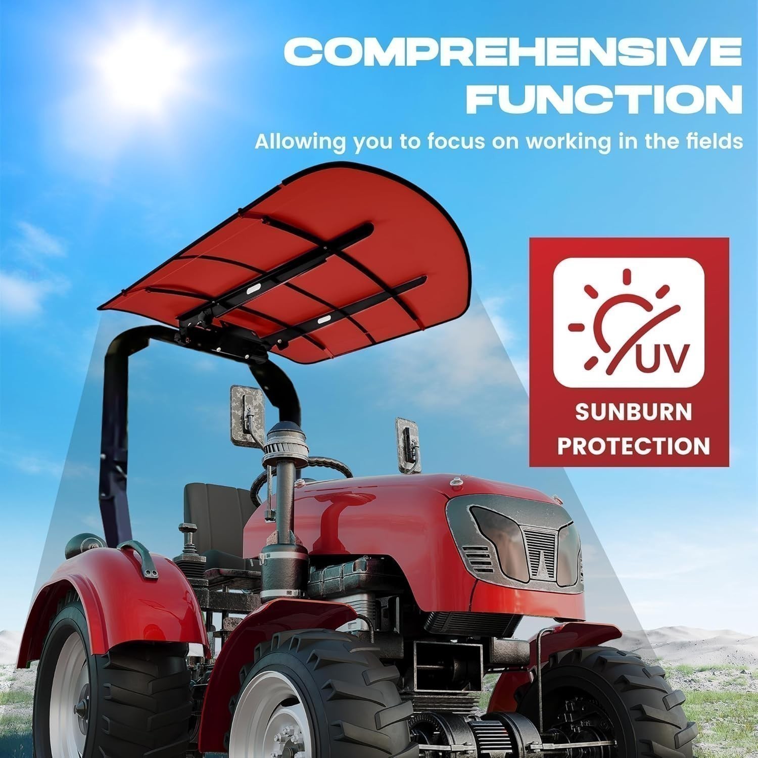 Universal Red Tractor Canopy 48″ x 52″ Fits 2×2 2×3 ROPS Tuff Top Sun Shade