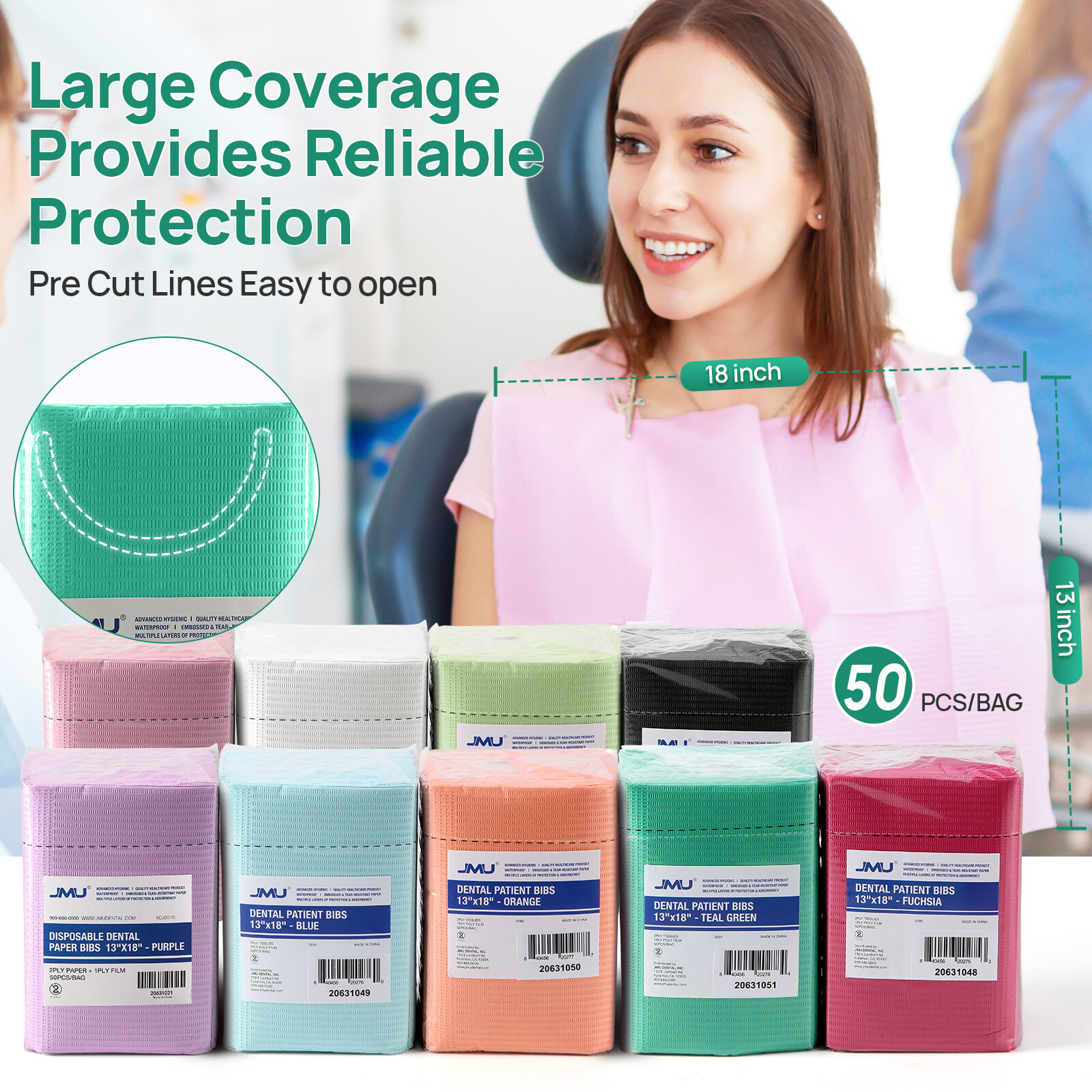 50pcs 3Ply Bibs Waterproof Patient Dental 13×18″ Bibs Medical Tattoo Towel Cover