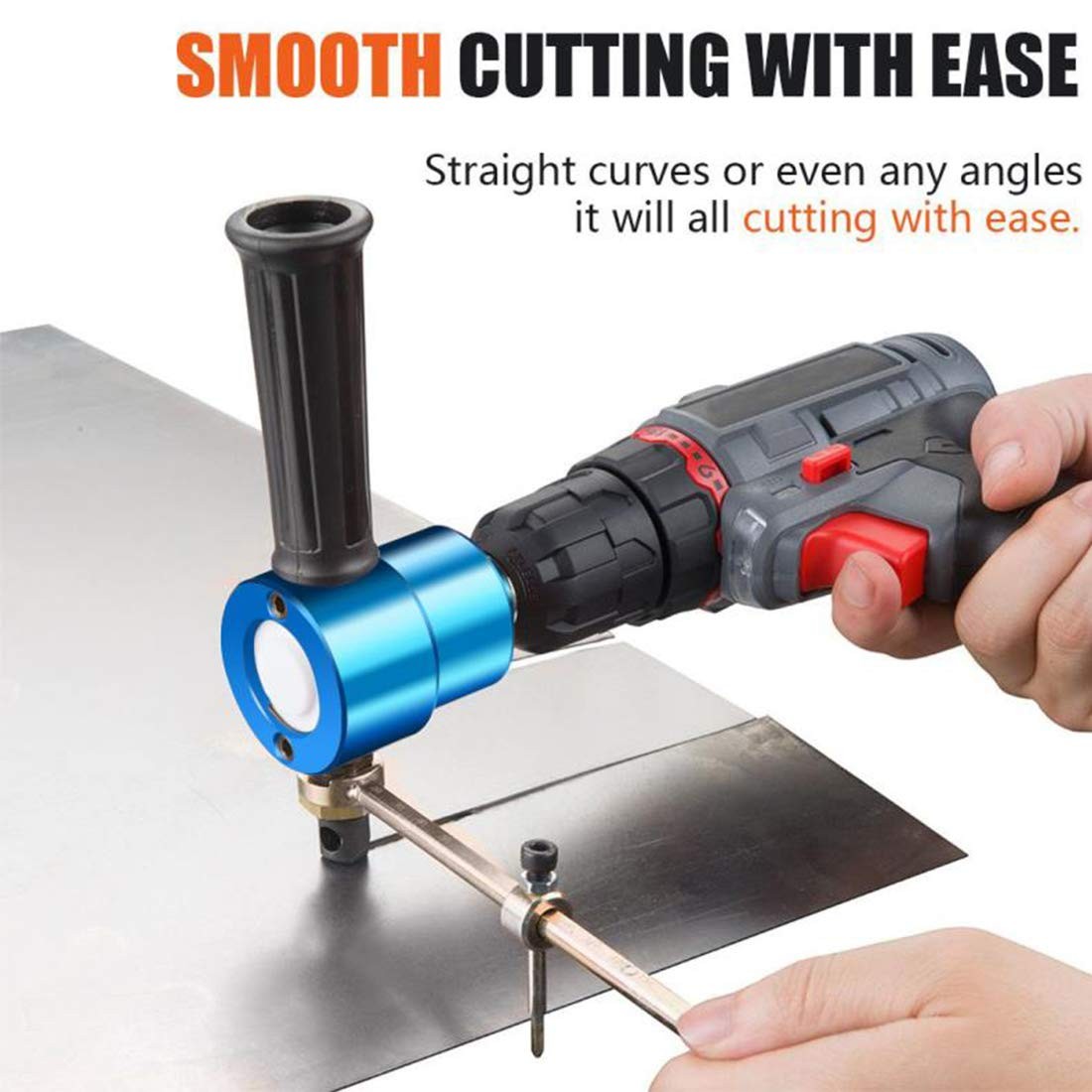 REXBETI Double Head Sheet Nibbler Metal Cutter, Quality Upgraded Style, gray