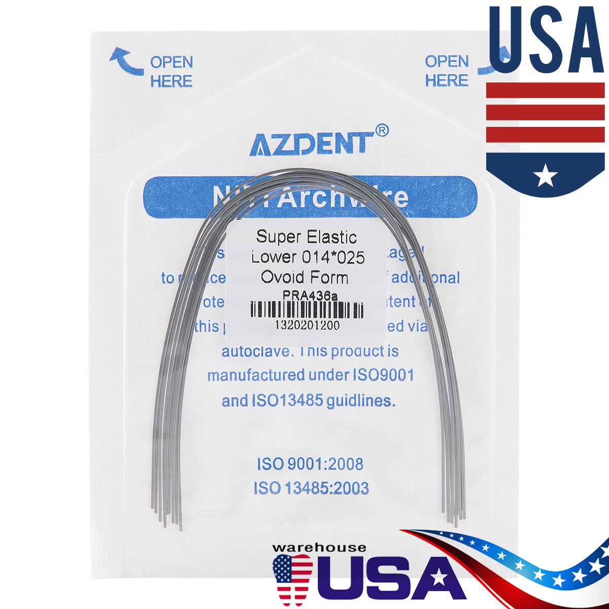 AZDENT Dental Ortho Super Elastic Rectangular Arch Wire Niti Ovoid upper/Lower