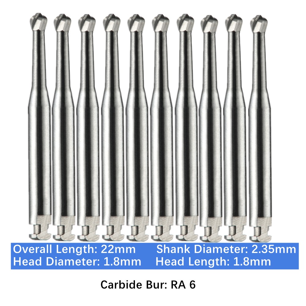 10-100pc Vakker Dental Round Latch Carbide Burs RA 6 Midwest LA for Slow Speed