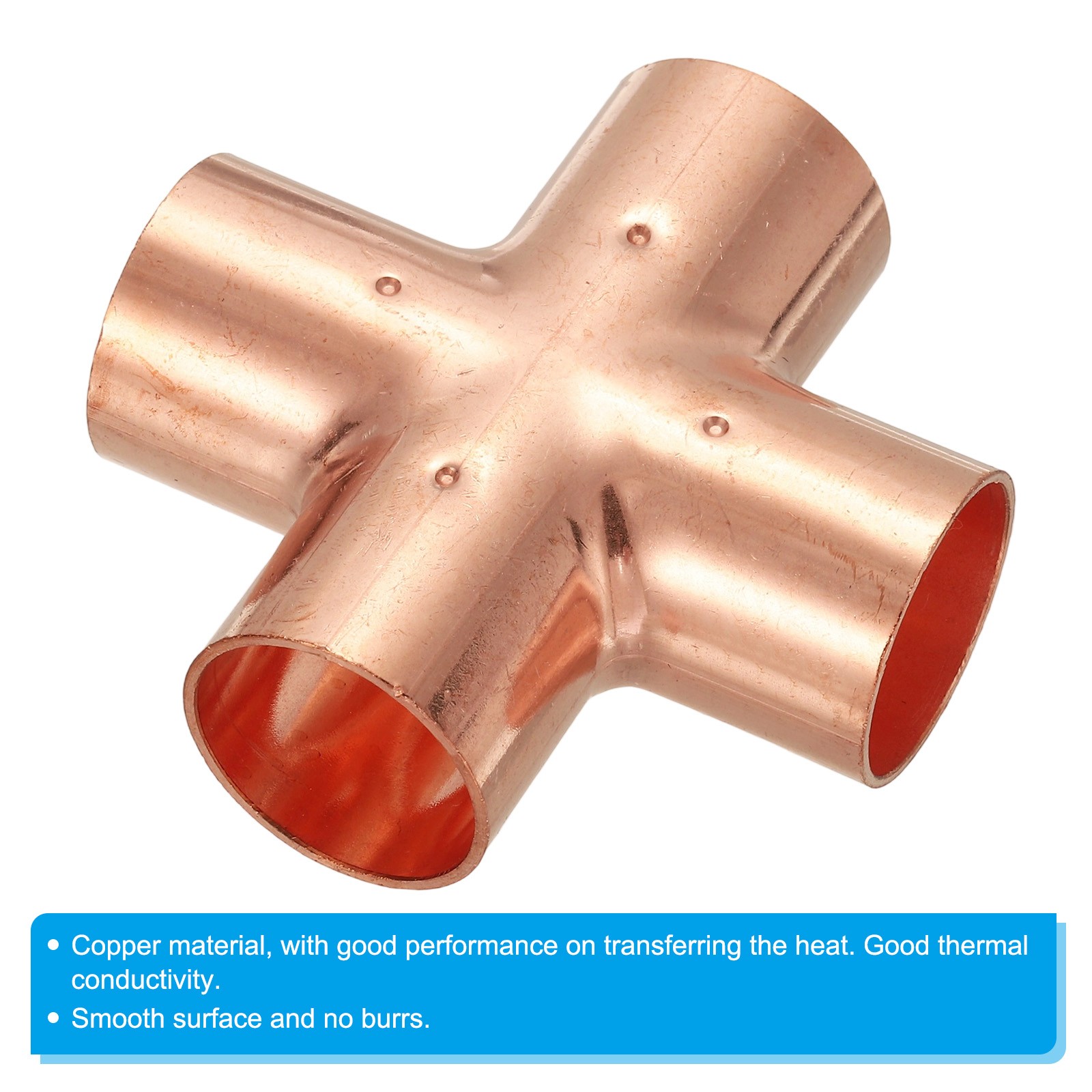 1″(25.4mm) Copper Cross Way Welding Copper End Feed Equal Pipe Connector