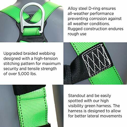 Fall Protection Safety Harness with Dorsal D Ring Roofing Kit Lanyard and Tool