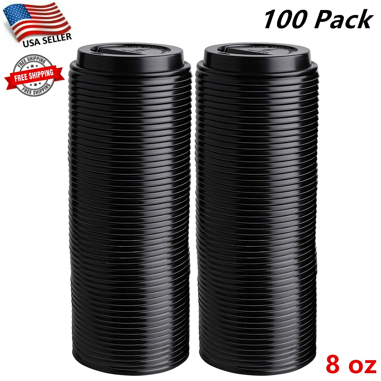 100 Pack Lids for 8oz Paper Hot Cups – Coffee Cup for Cold or Hot Drinks, Tea