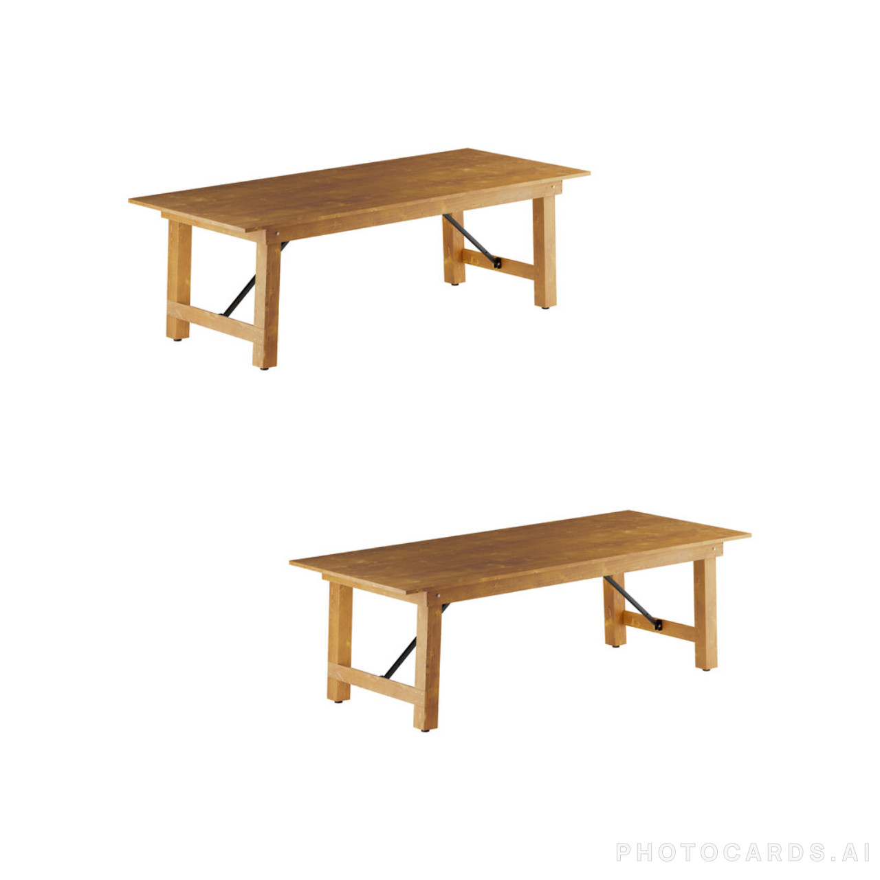 2 PACK 40″ X 96″ Farmhouse Rustic Solid Pine Folding Table in Vintage Finish