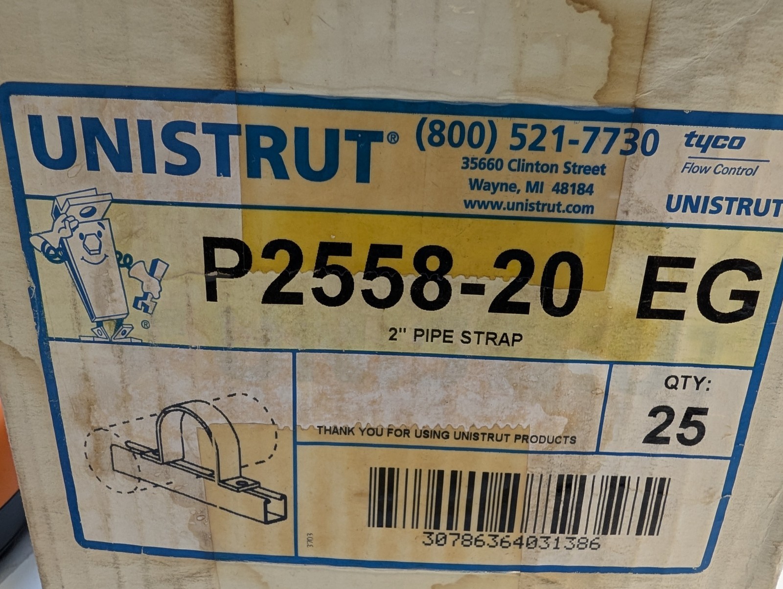 UNISTRUT P2558-20 EG Stainless 2″ PIPE STRAP