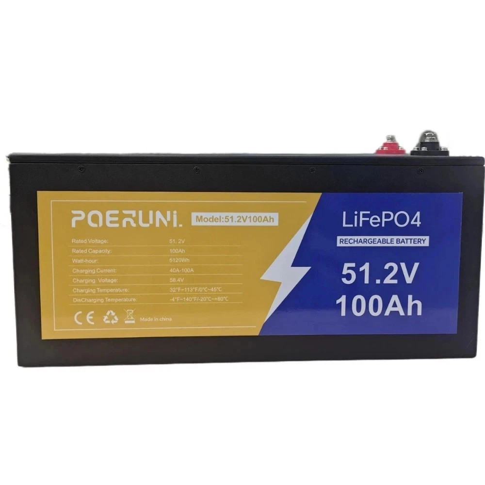 POERUNI 12V 300Ah LiFePO4 Battery 4000+ Deep Cycles 3840Wh 200A BMS for RV Solar