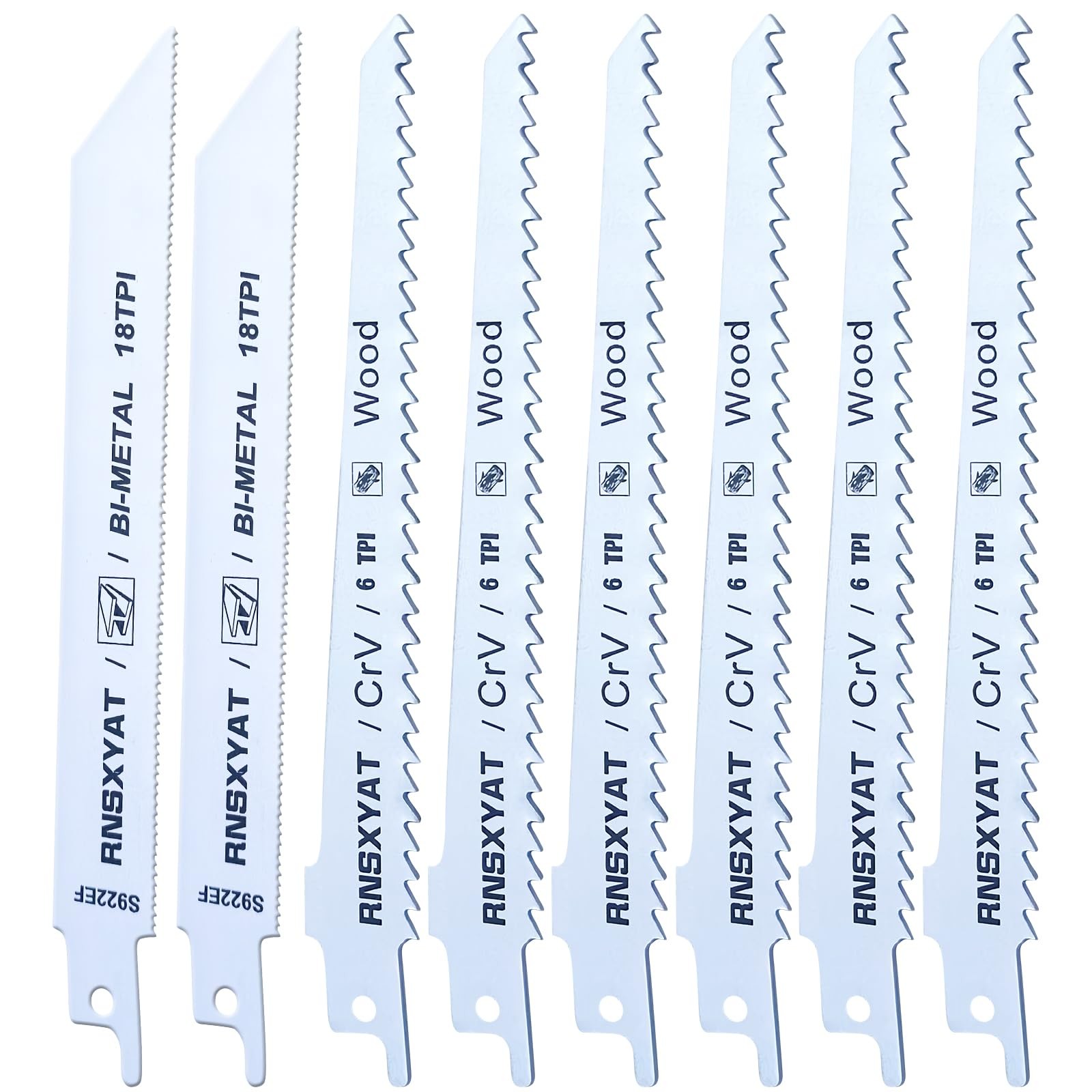 8PCS Reciprocating Saw Blades for Wood Pruning, Including Premium 6Pcs White