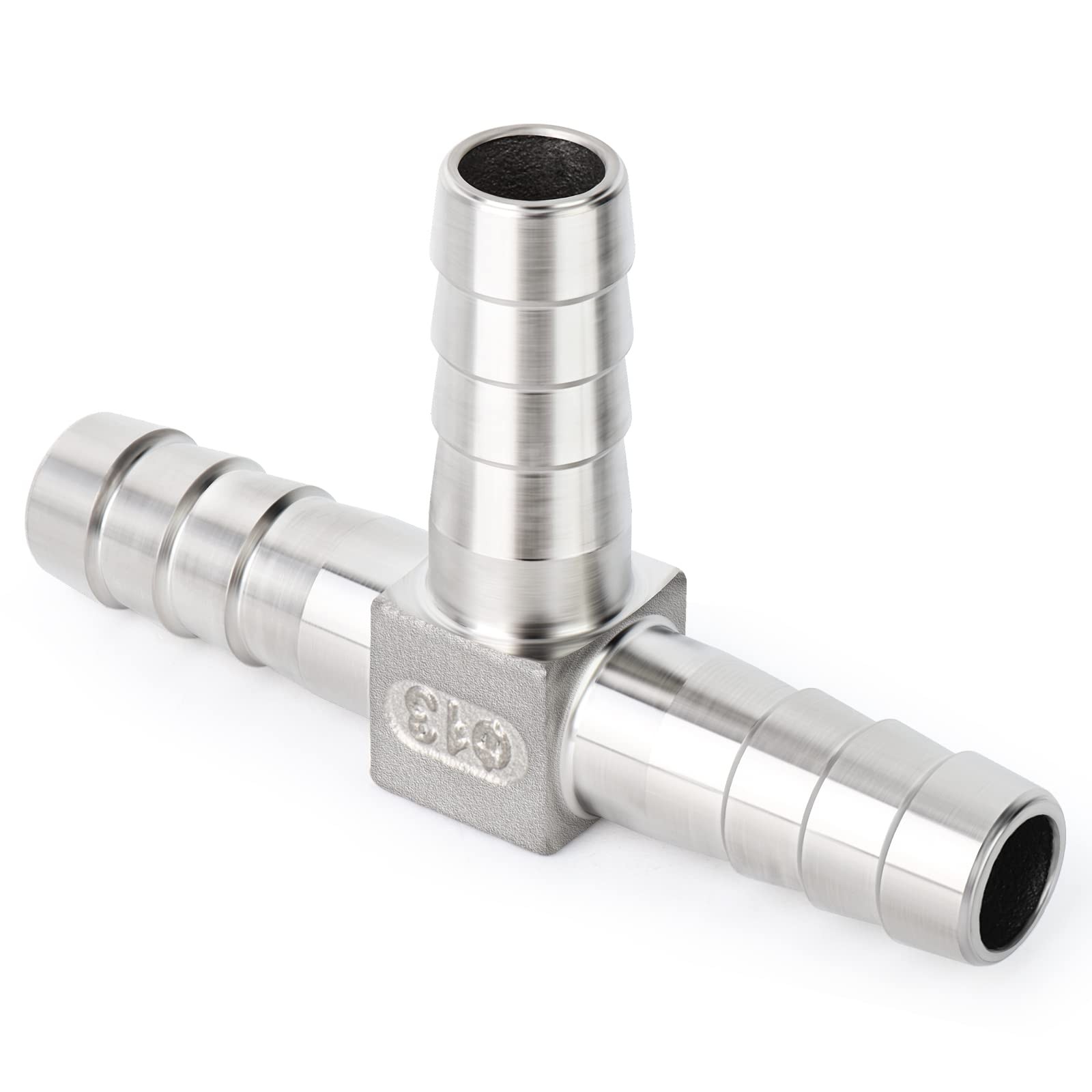 2PCS 304 Stainless Steel 5/16″ x 5/16″ x 5/16″ Hose Barb Fittings，3 Way Tee