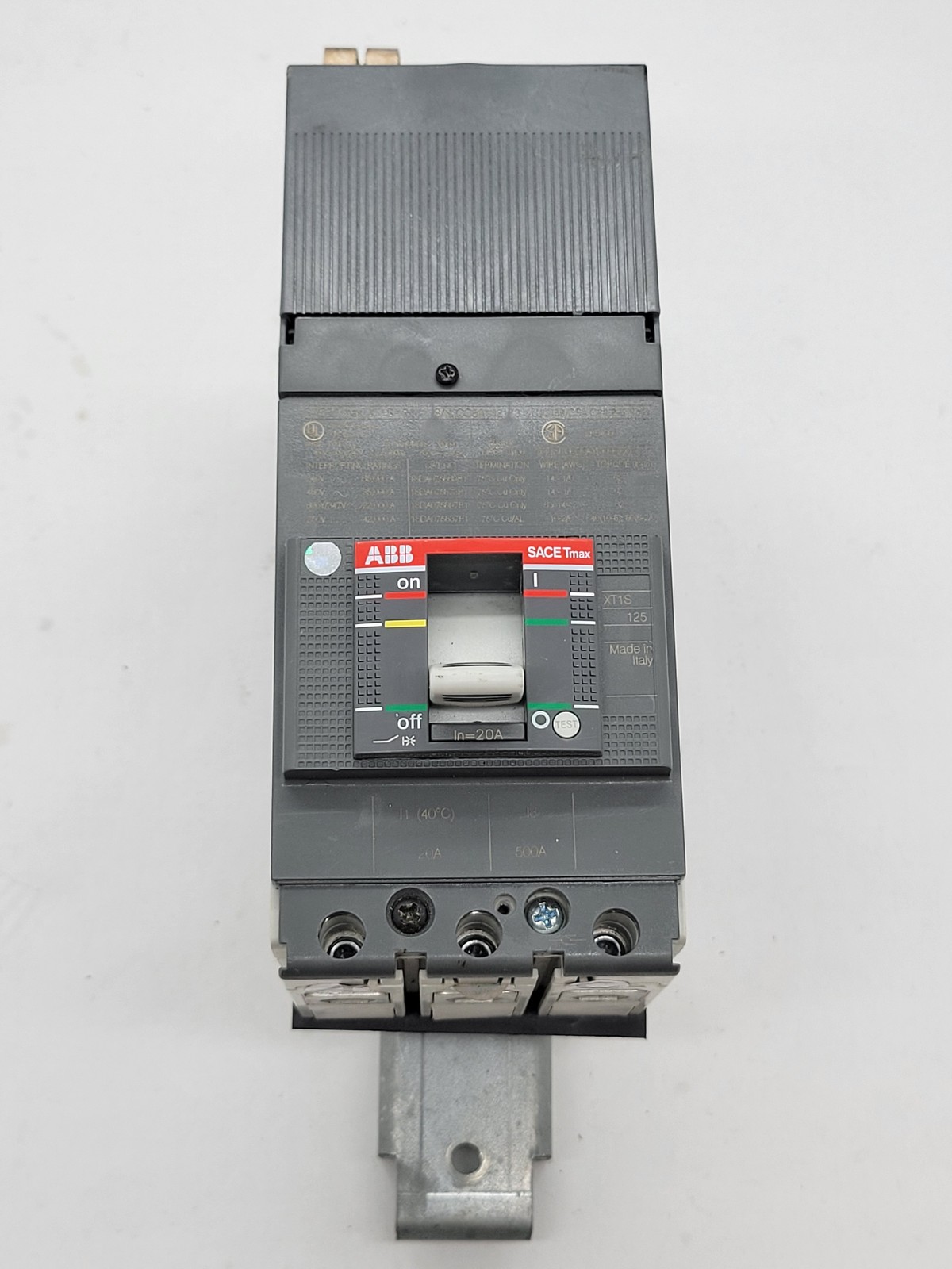 ABB XT1S 125 Sace Tmax Circuit Breaker 20A 3P 600V XT1SU3020AYD000XXX