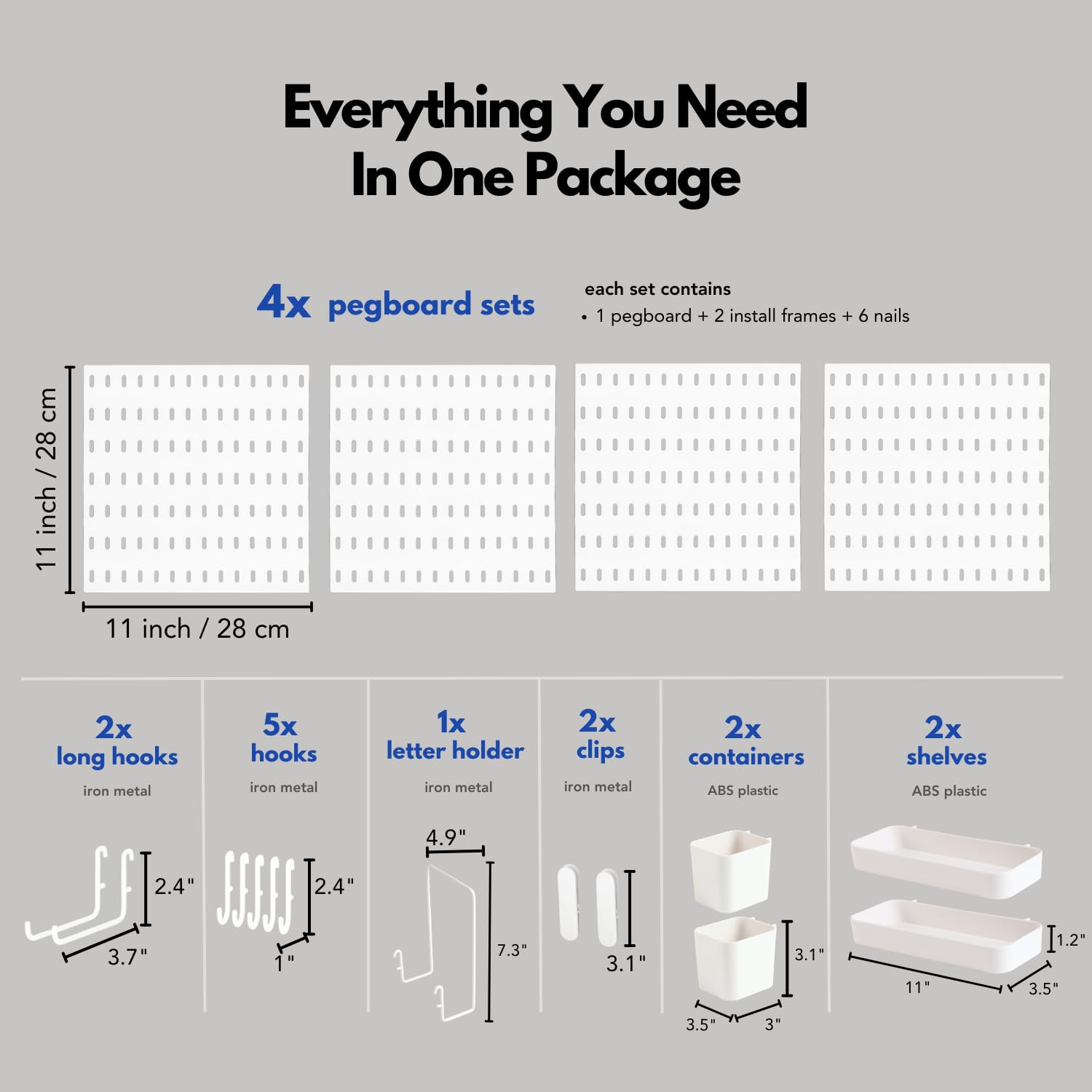 Pegboard Combination Kit, Pegboards and Accessories Modular Hanging for Wall …