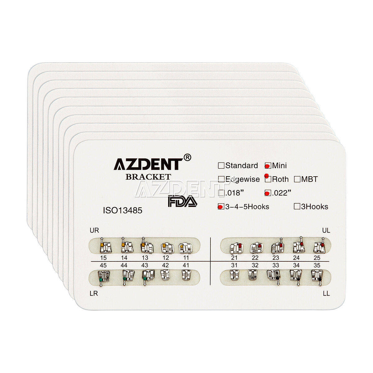 US AZDENT Dental Orthodontic Brackets Braces Mini Roth Slot.022 3-4-5 Hooks
