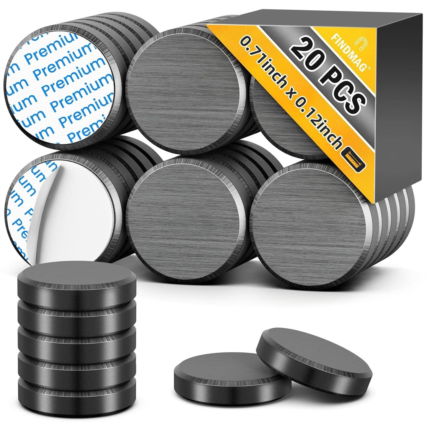 20pack Magnets for Crafts with Adhesive Backing, Round Disc Magnets Strong Stick