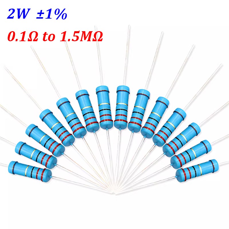 20pcs 2W Metal Film Resistor Tolerance ±1% Full Range of Values 0.1Ω to 1.5MΩ