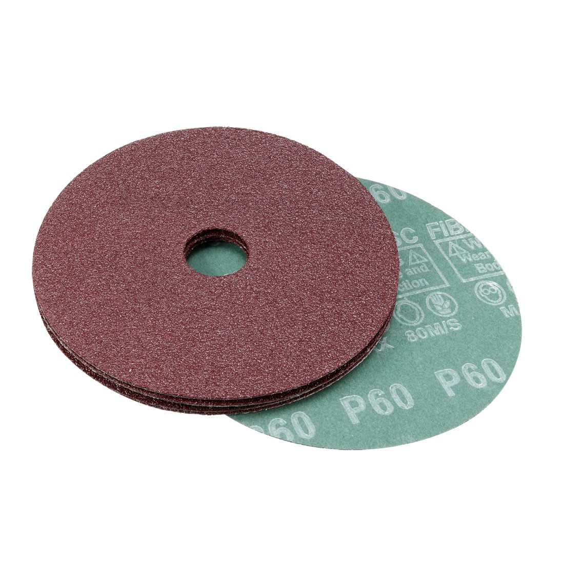 5-Inch x 7/8-Inch Aluminum Oxide Resin Fiber Discs Center Hole 60 Grit 10 Pcs