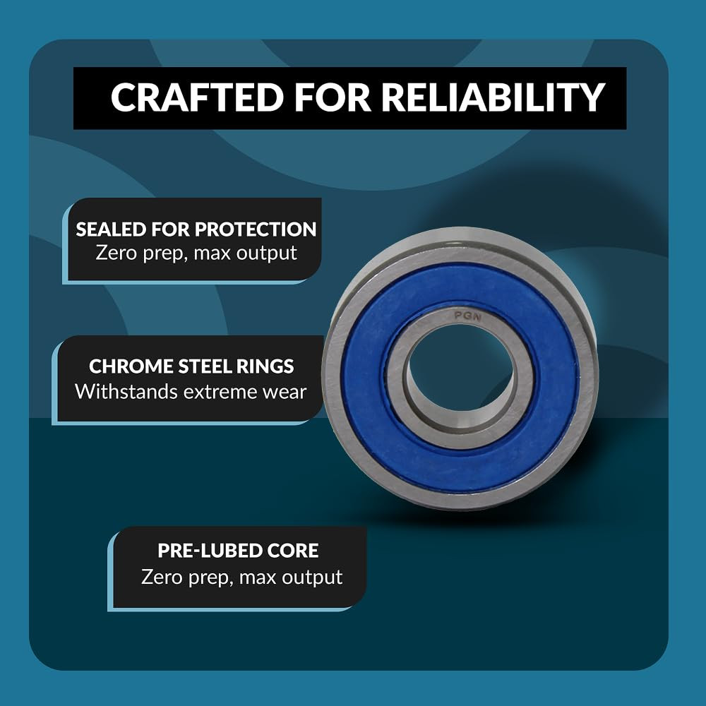 PGN (4 Pack) 6203-2RS Bearing – Lubricated Chrome Steel Sealed Ball Bearing