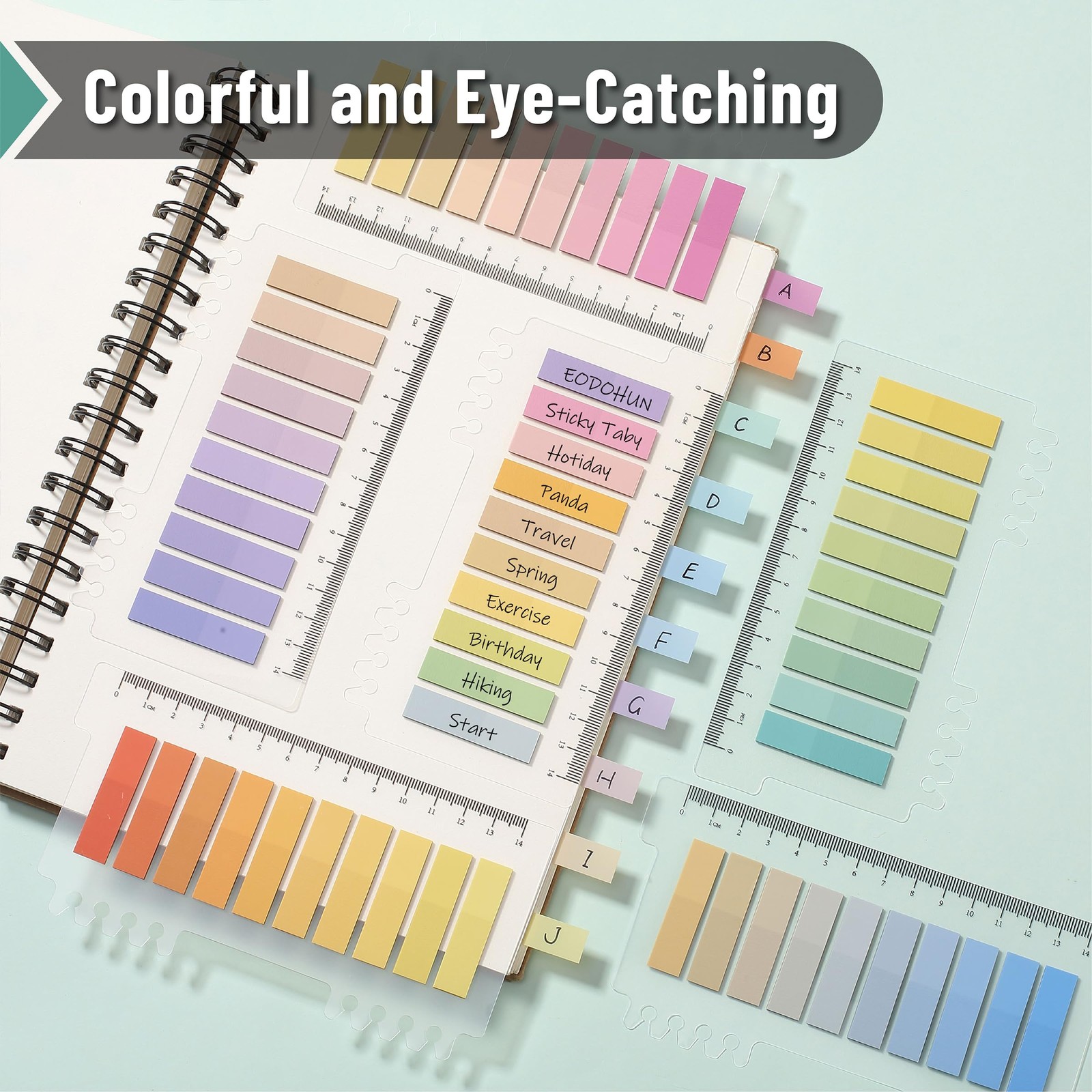 Colorful Sticky Tabs 1600 Count | Waterproof Translucent Page Markers
