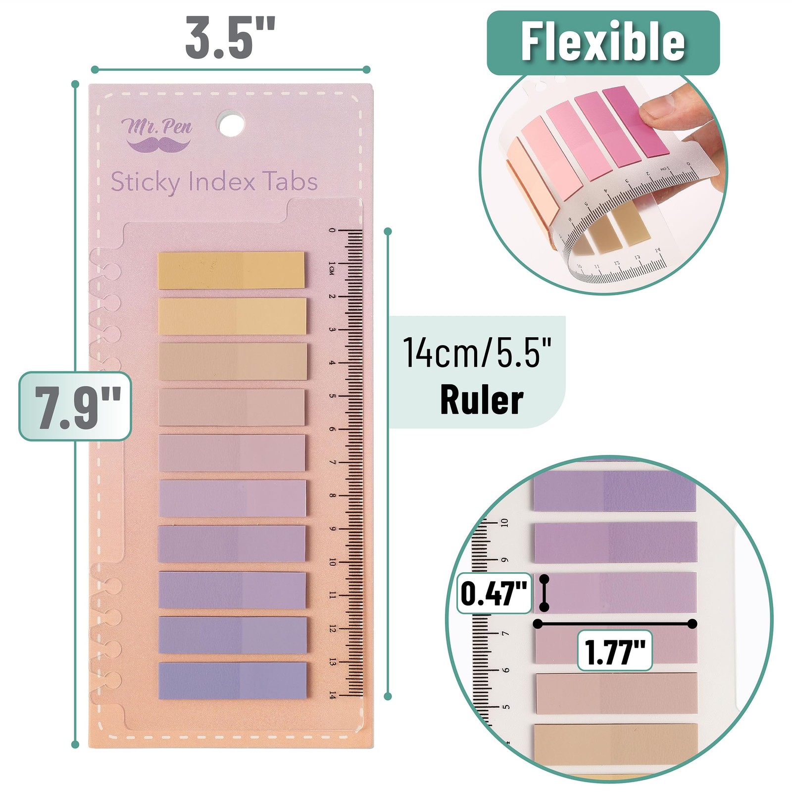 Colorful Sticky Tabs 1600 Count | Waterproof Translucent Page Markers