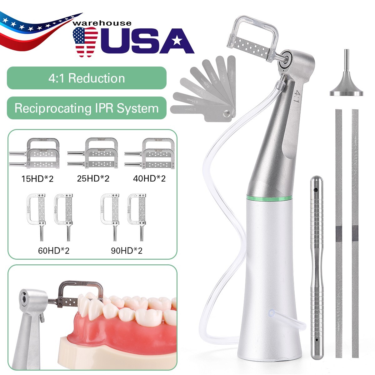 Dental Contra Angle Handpiece 4:1 Reduction Interproximal Stripping IPR System