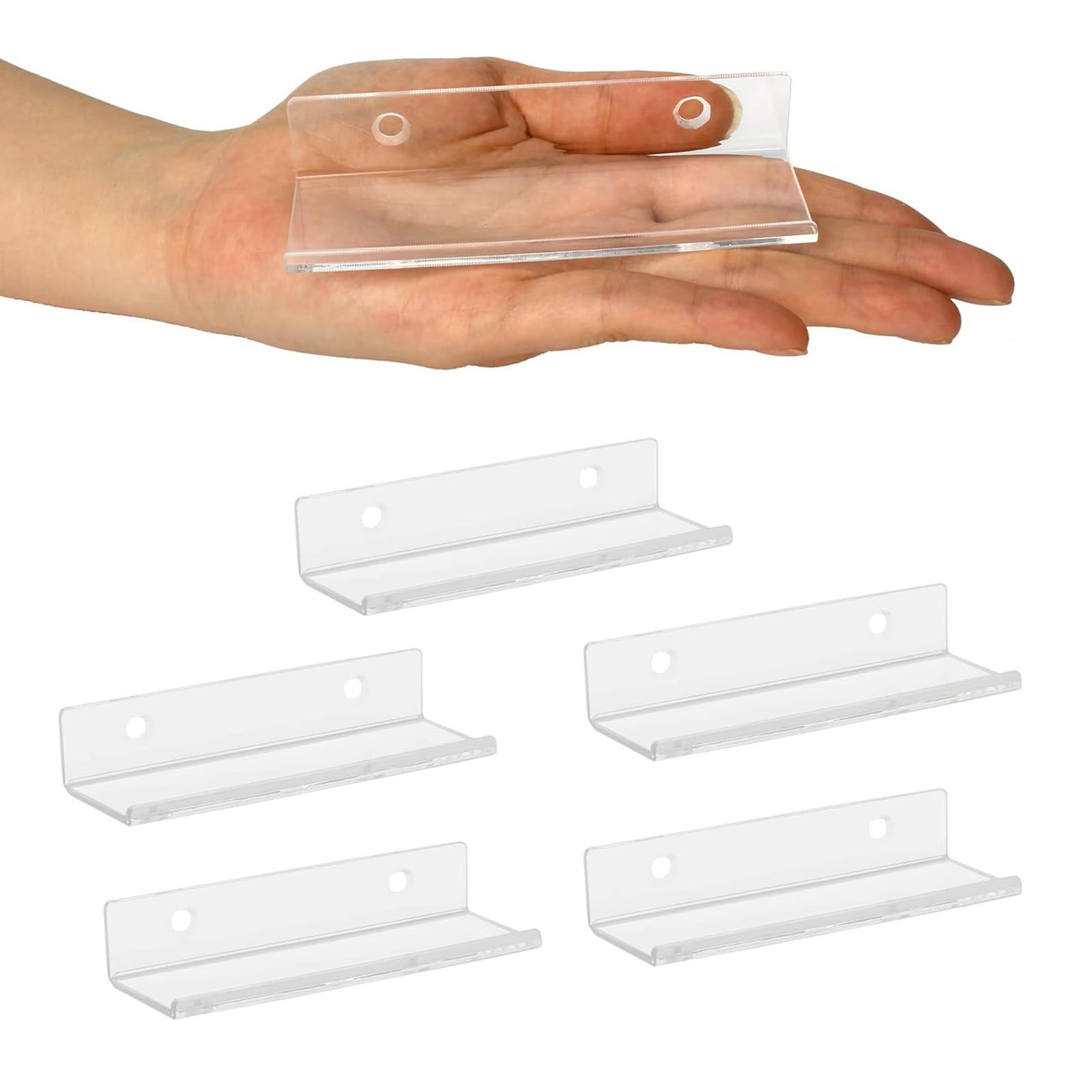 6 PCS 4Inch Clear Acrylic Record Shelves Wall Mount Vinyl Display Holder